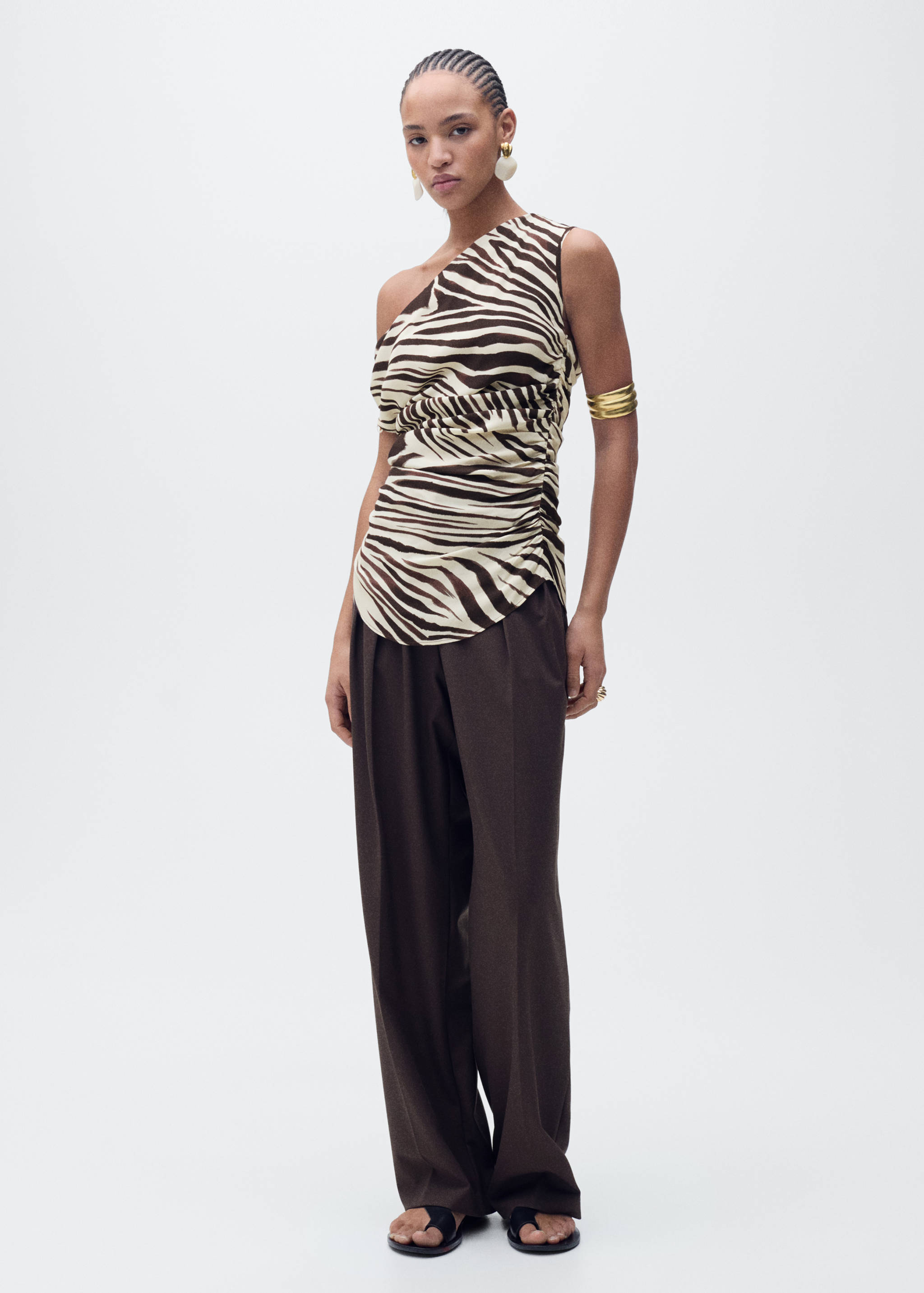 Zebra-print draped blouse - General plane