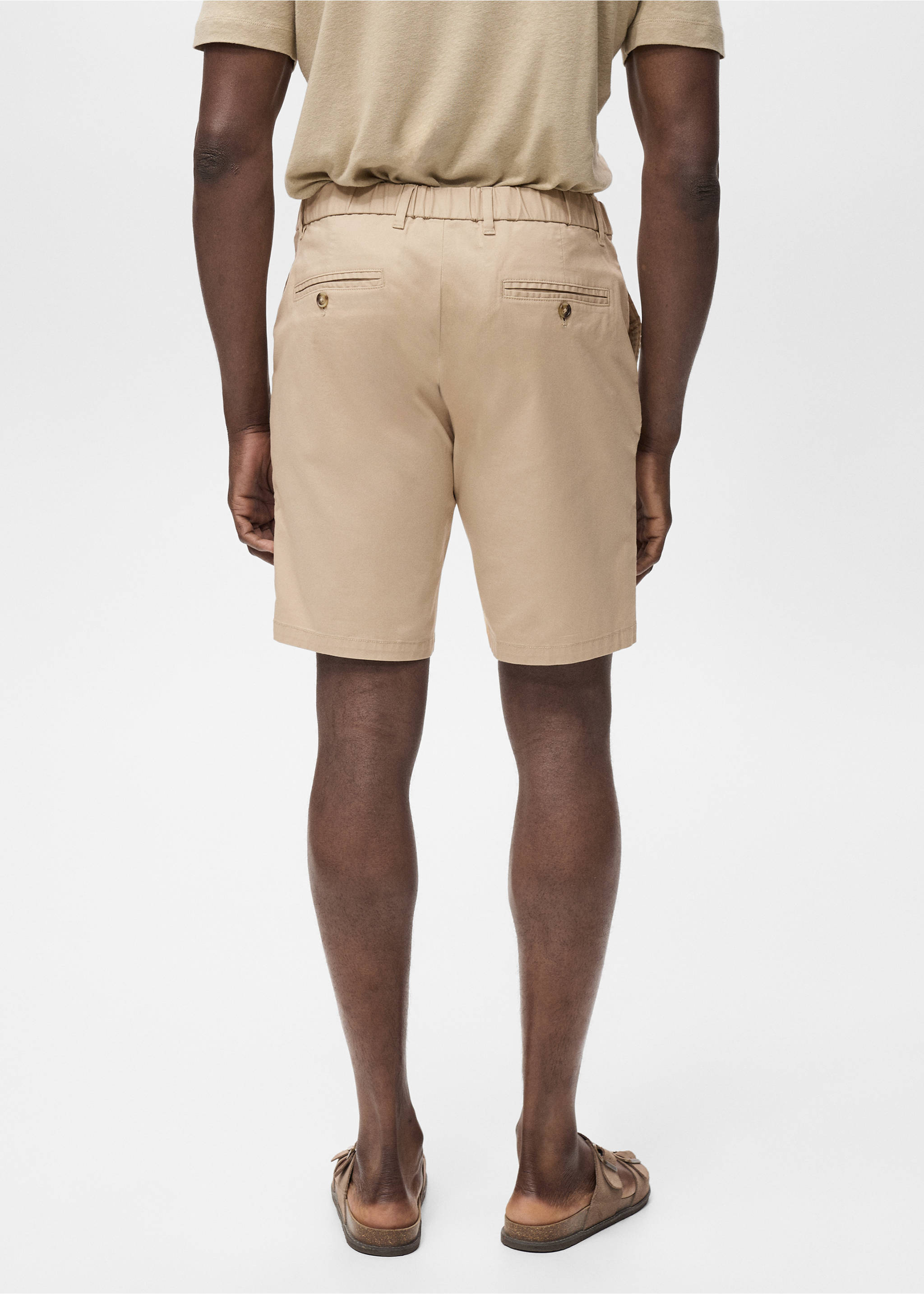 Slim-fit chino cotton bermuda shorts - Reverse of the article, Beige. Ref: 87045918-00.