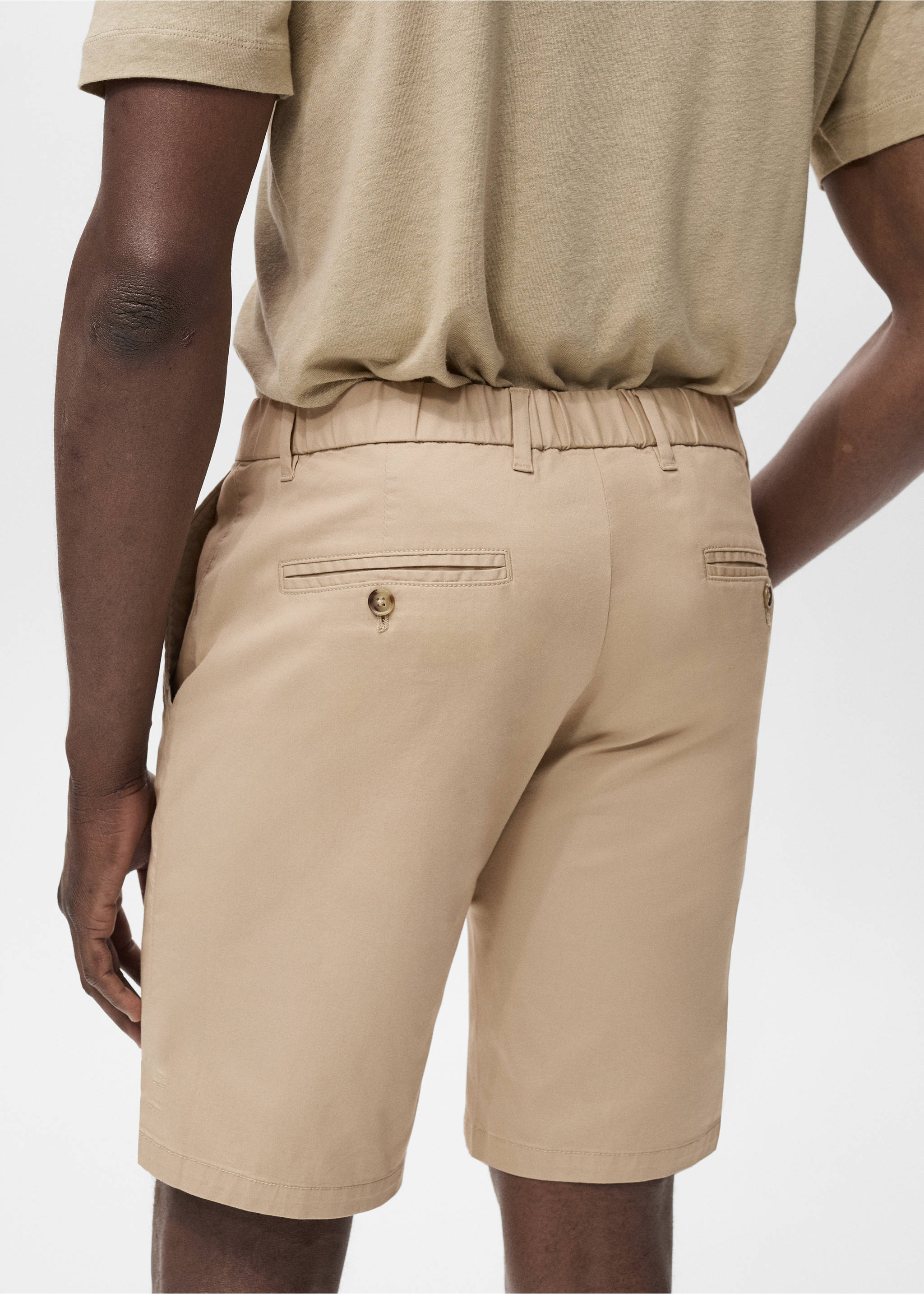 Slim-fit chino cotton bermuda shorts - Details of the article 2, Beige. Ref: 87045918-00.