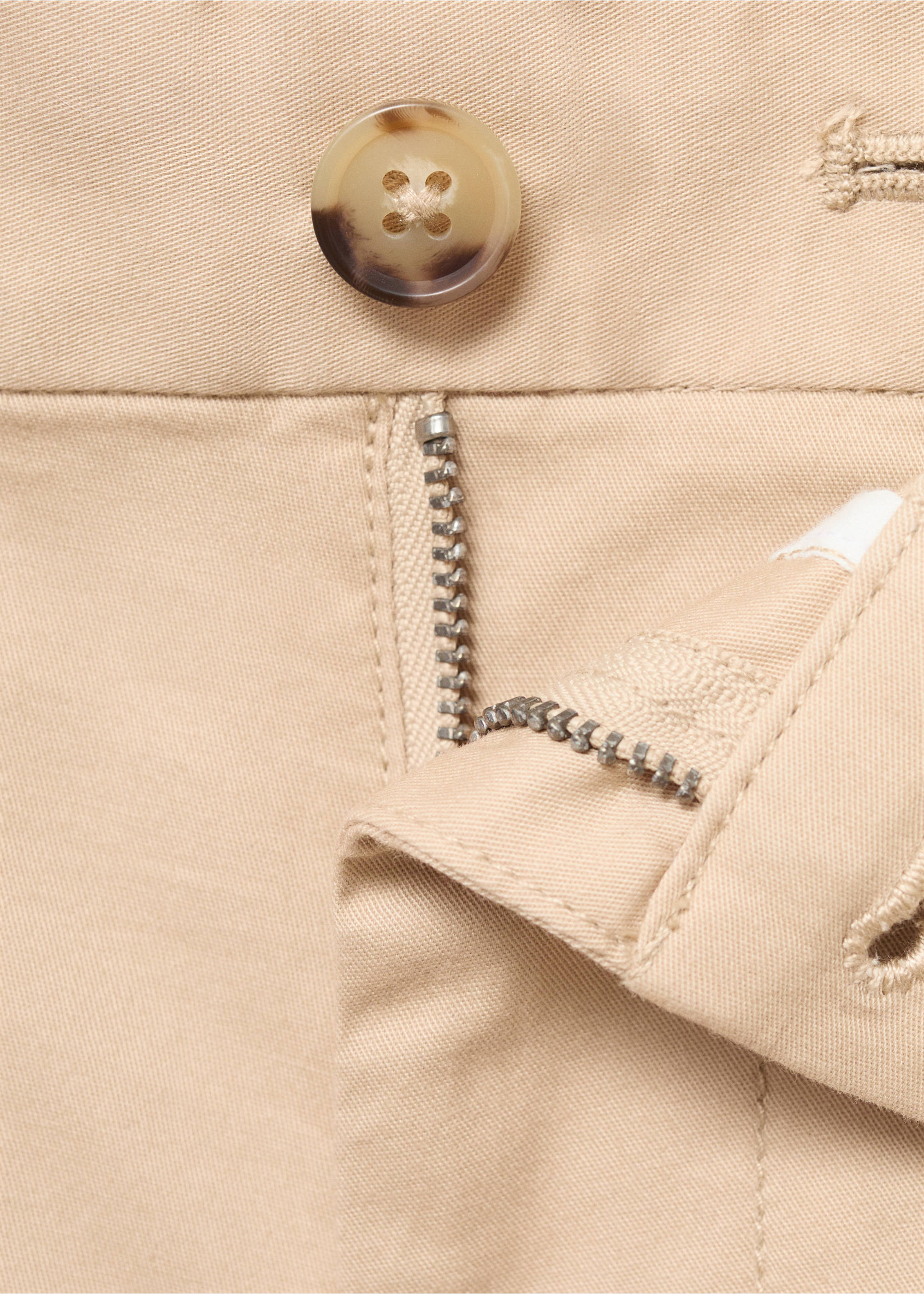 Slim-fit chino cotton bermuda shorts - Details of the article 8, Beige. Ref: 87045918-00.
