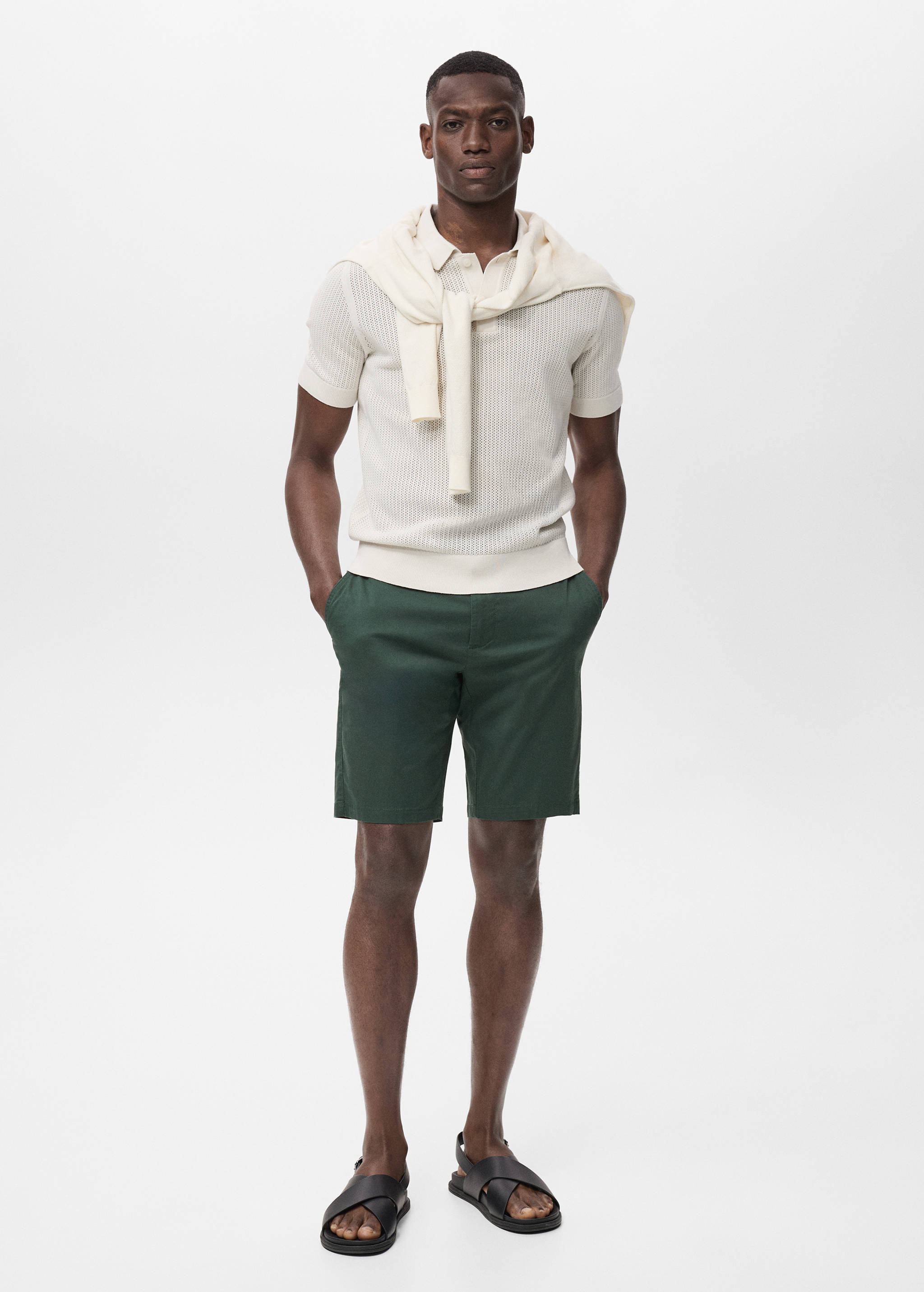 Slim-fit chino cotton bermuda shorts - General plane