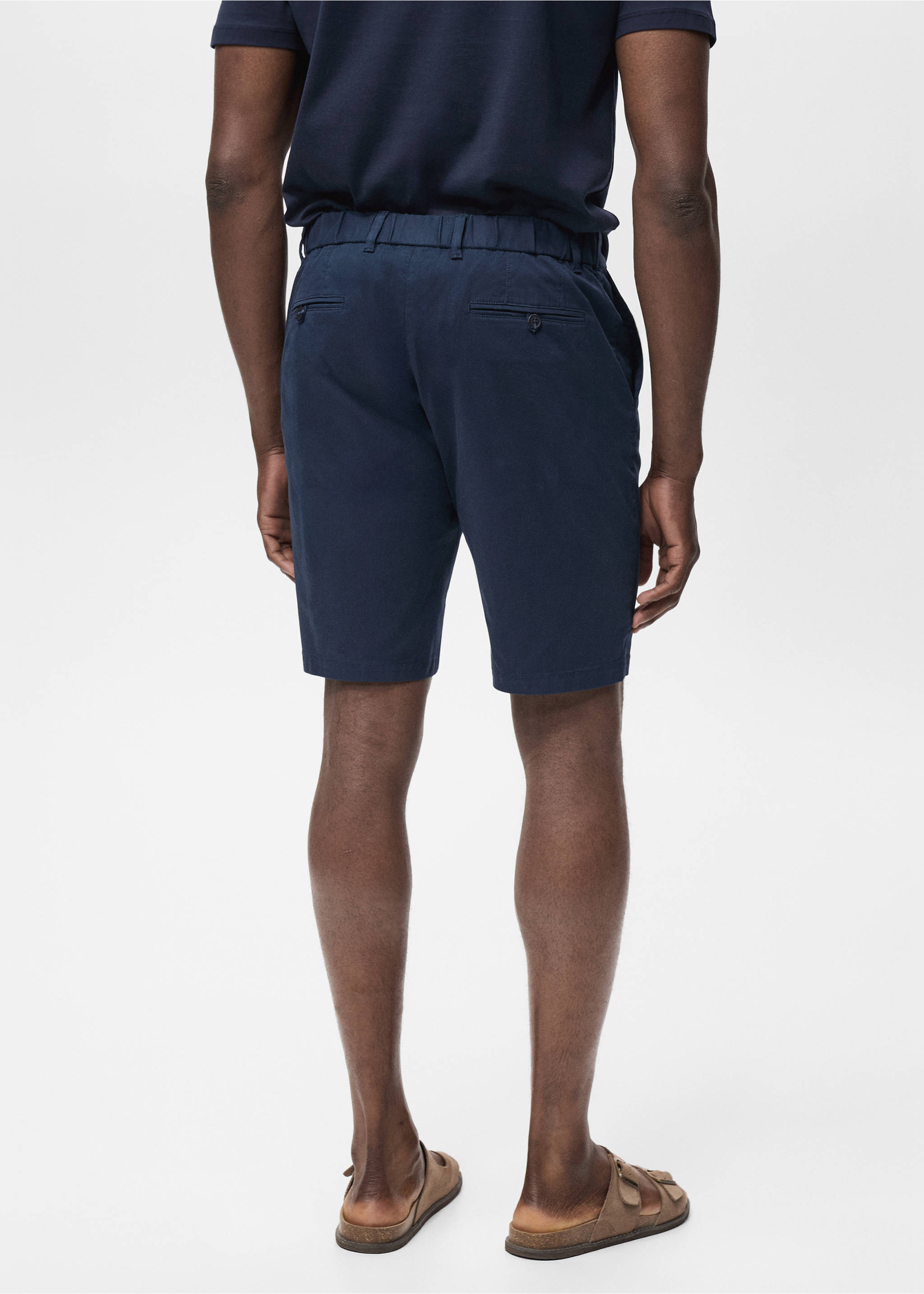 Slim-fit chino cotton bermuda shorts - Reverse of the article, Dark Navy. Ref: 87045918-00.
