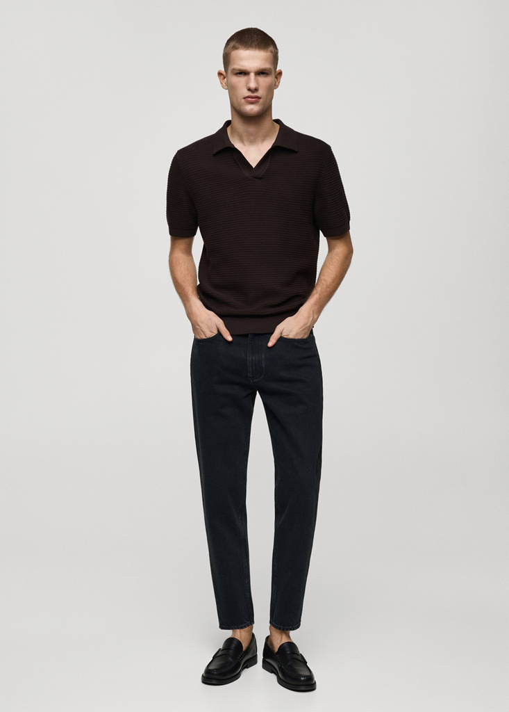 MANGO MAN - Jean court coupe carotte black denim - 40