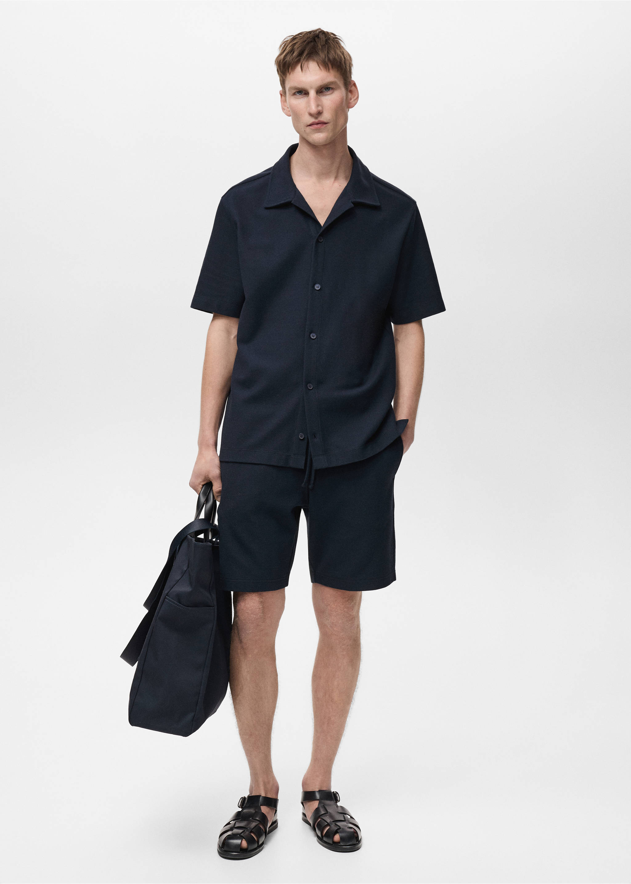Structured knitted shirt - General plane, Dark Navy. Ref: 87045925-00.
