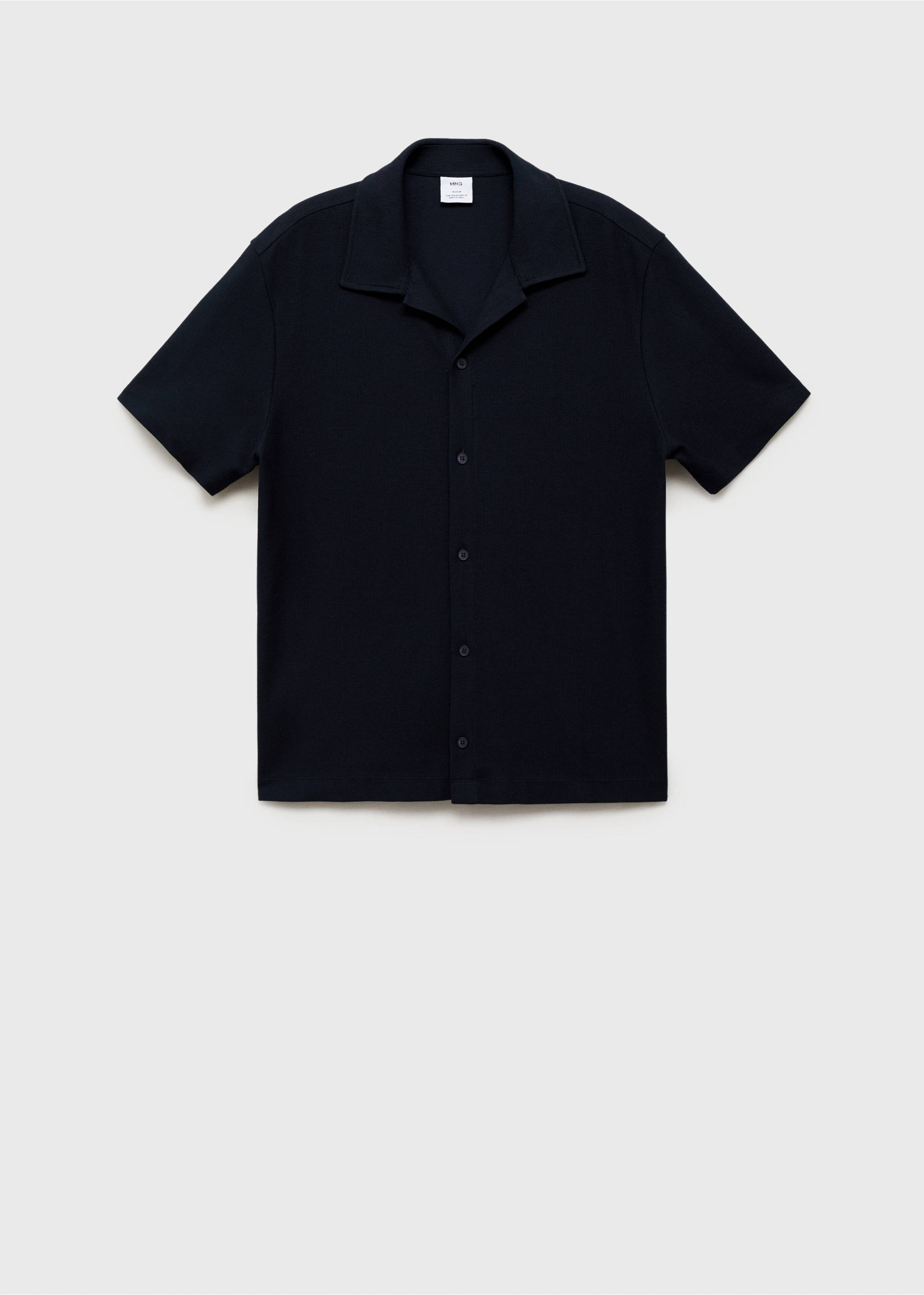 Structured knitted shirt - Article without model, Dark Navy. Ref: 87045925-00.