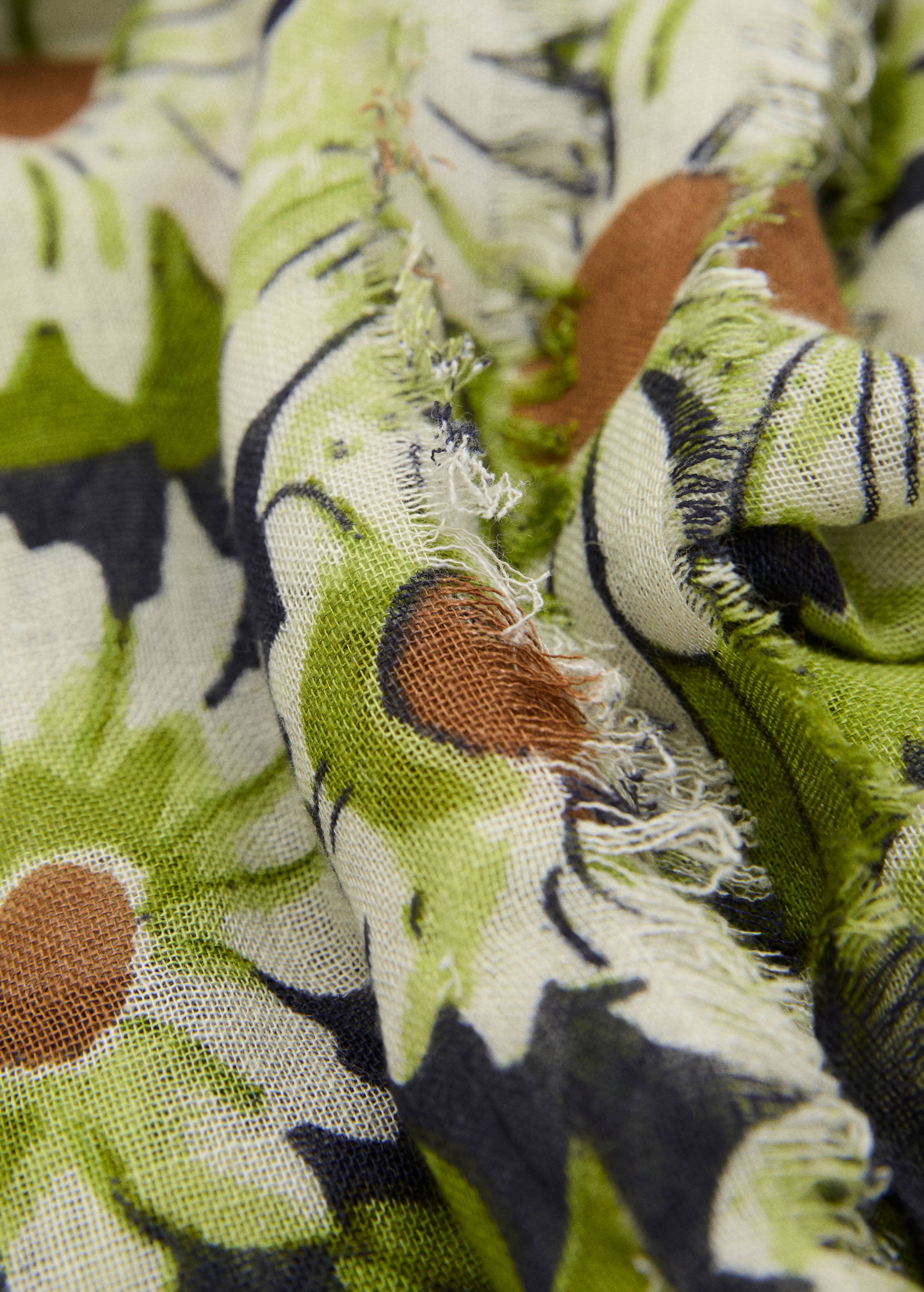 Floral linen-blend scarf - Medium plane