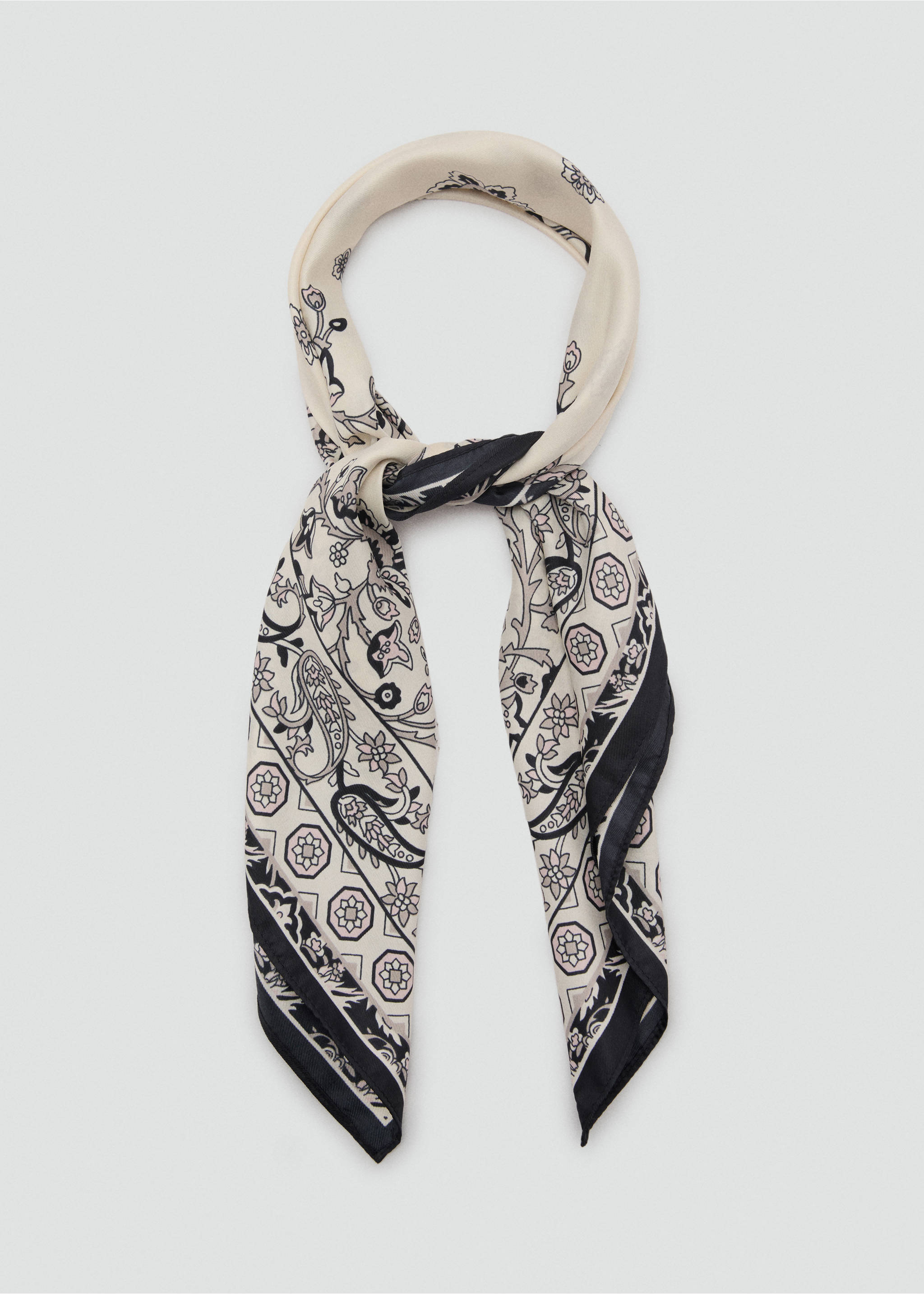 Paisley print scarf - Details of the article 1, Ecru. Ref: 87045928-00.