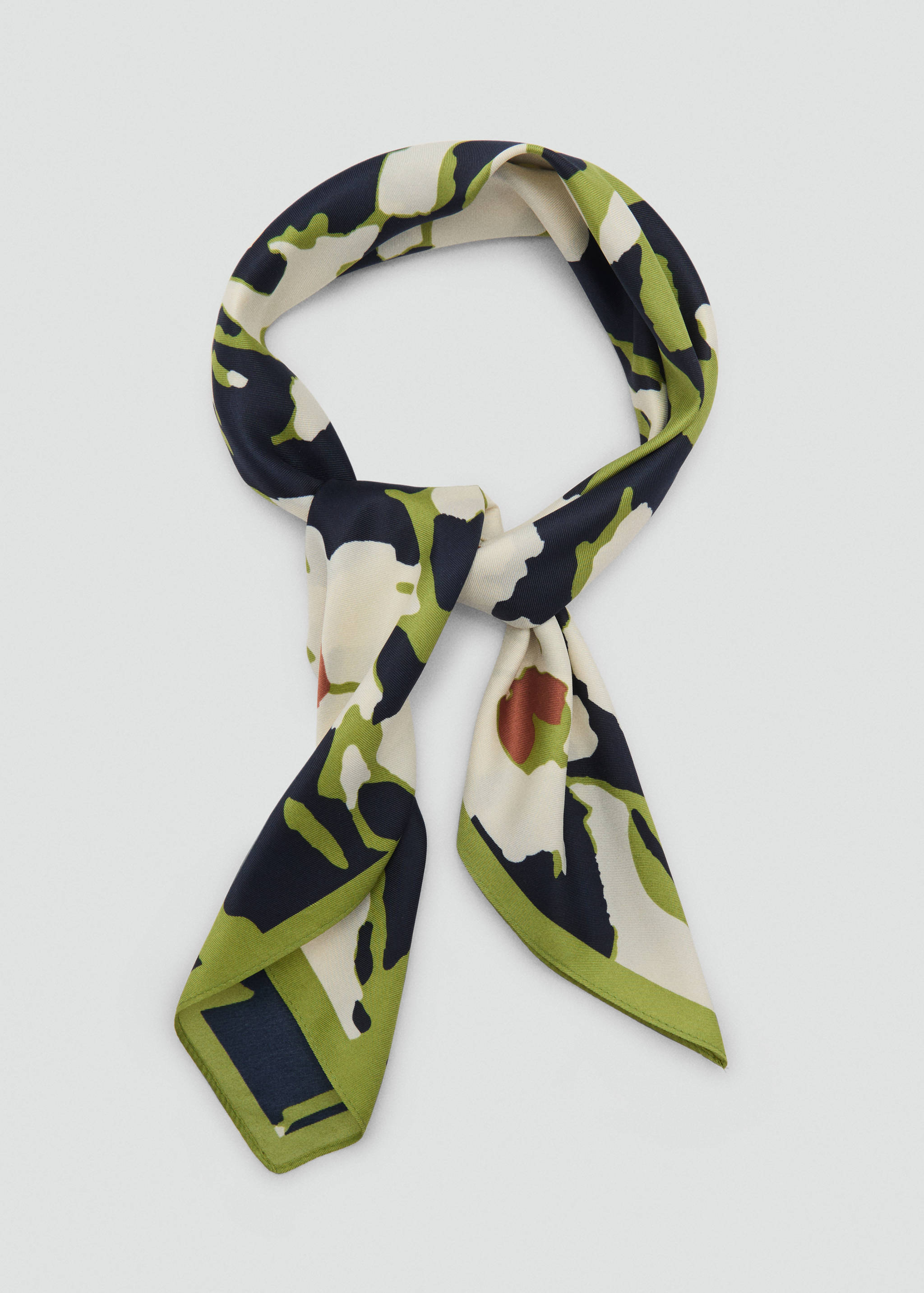 Floral-print satin scarf - Details of the article 1
