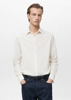 Striped seersucker shirt — Sand 1