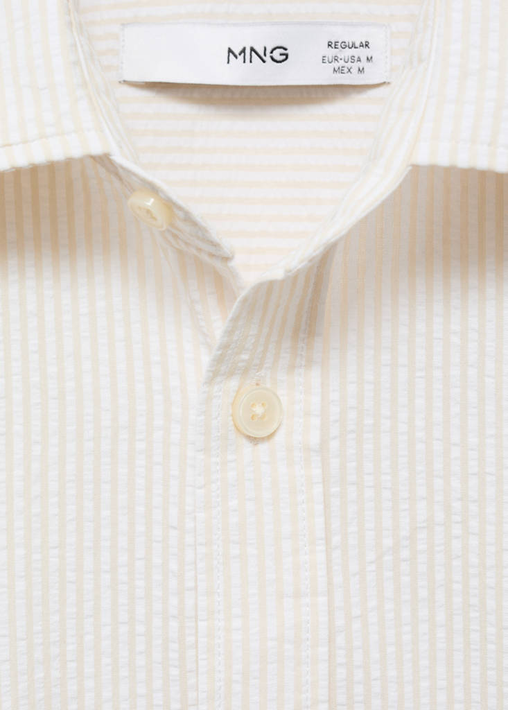 Striped seersucker shirt — Sand