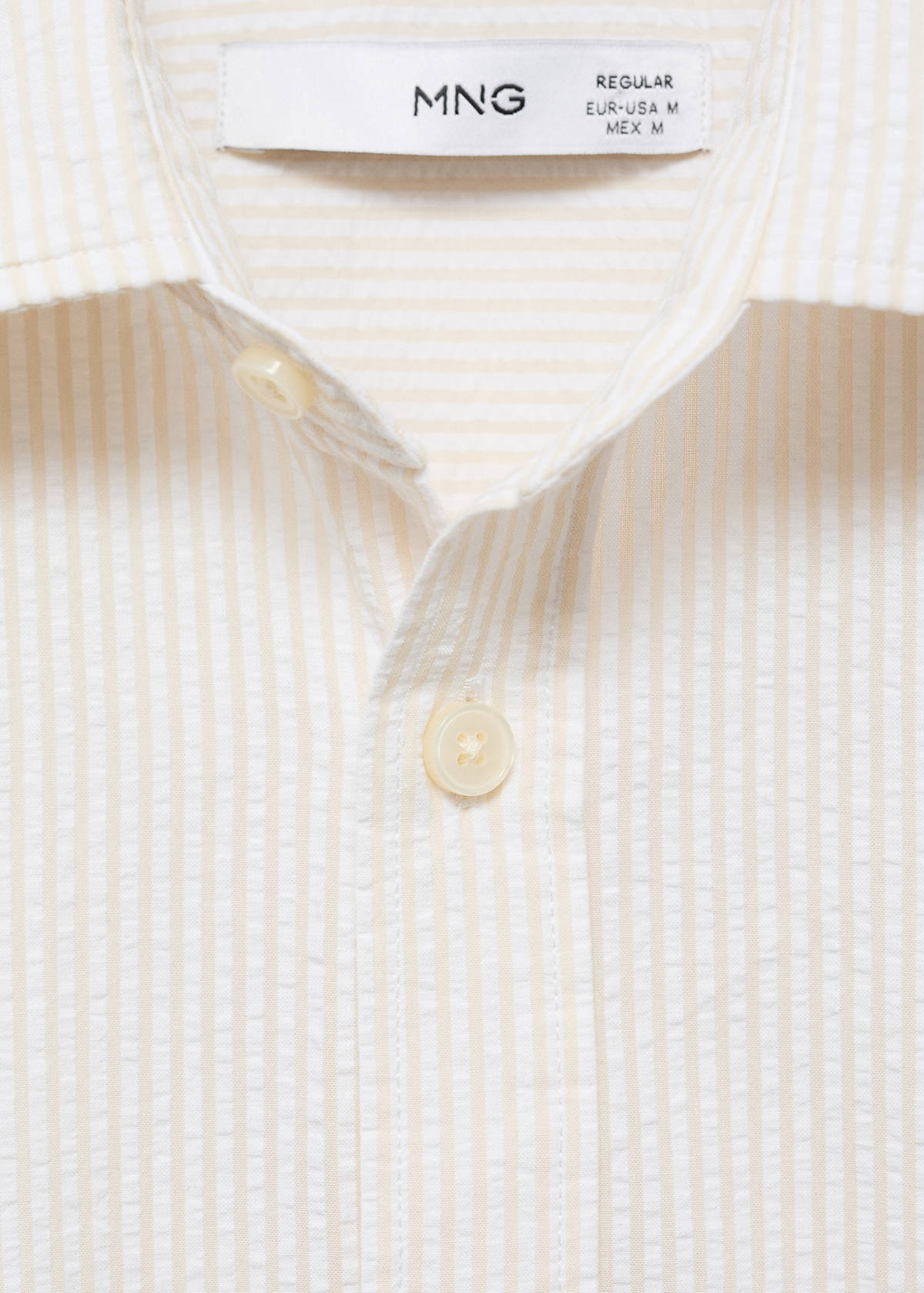 Striped seersucker shirt — Sand