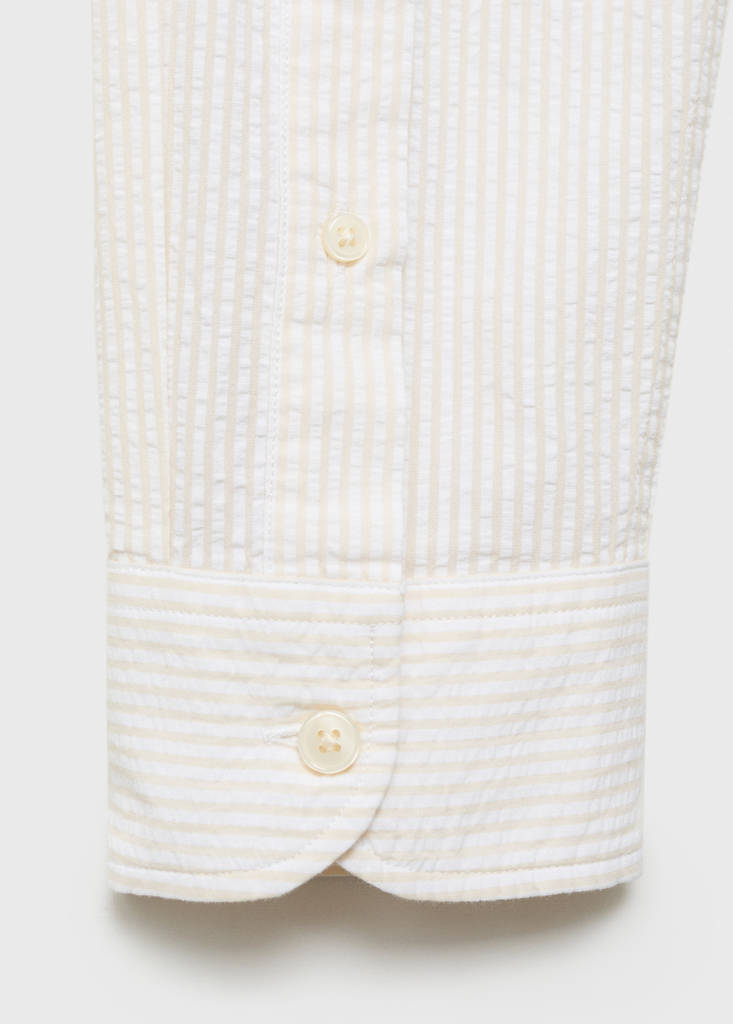 Striped seersucker shirt — Sand