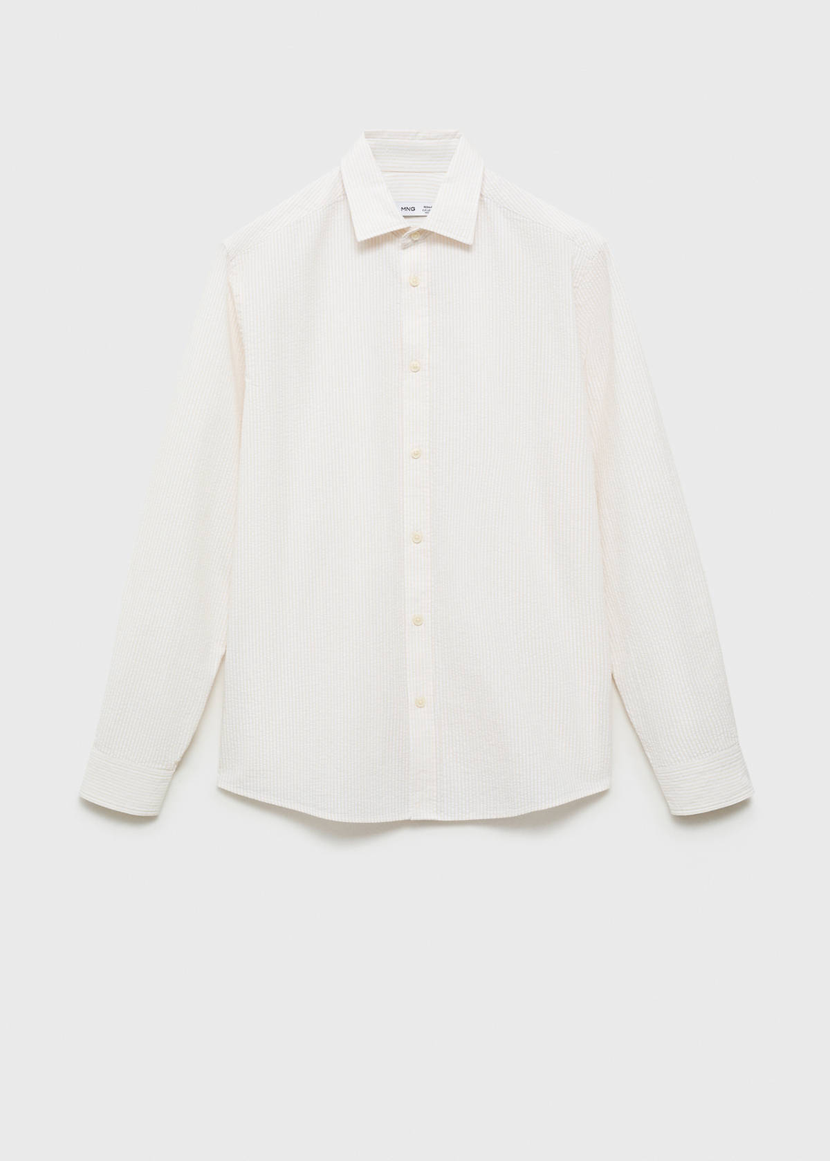 Striped seersucker shirt — Sand