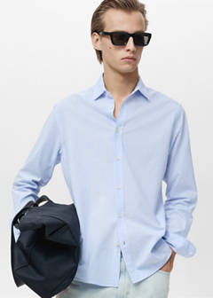 Striped seersucker shirt — Sky Blue 4