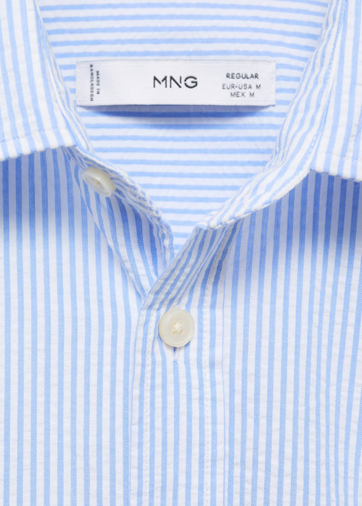 Striped seersucker shirt — Sky Blue