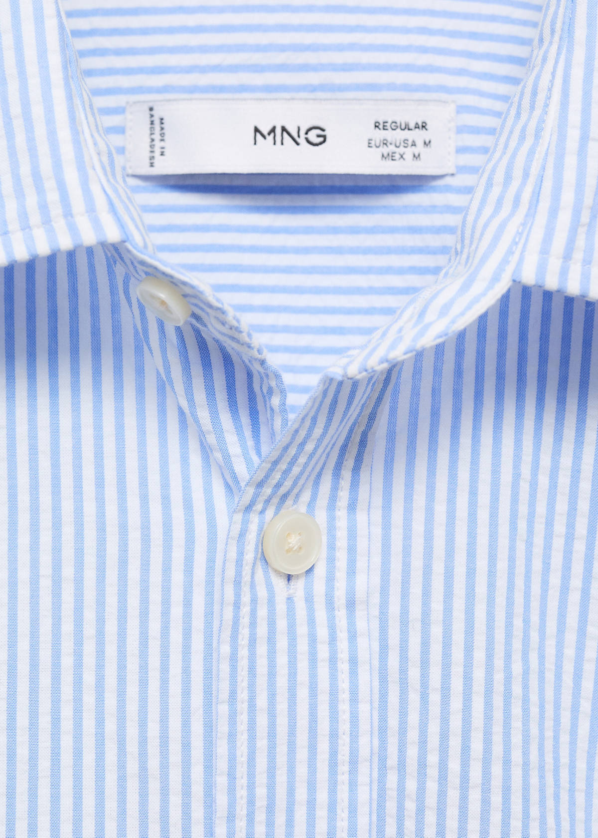 Striped seersucker shirt — Sky Blue