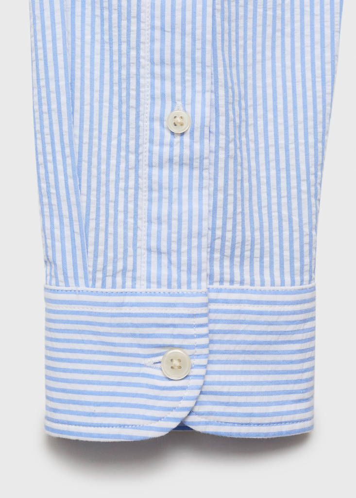Striped seersucker shirt — Sky Blue