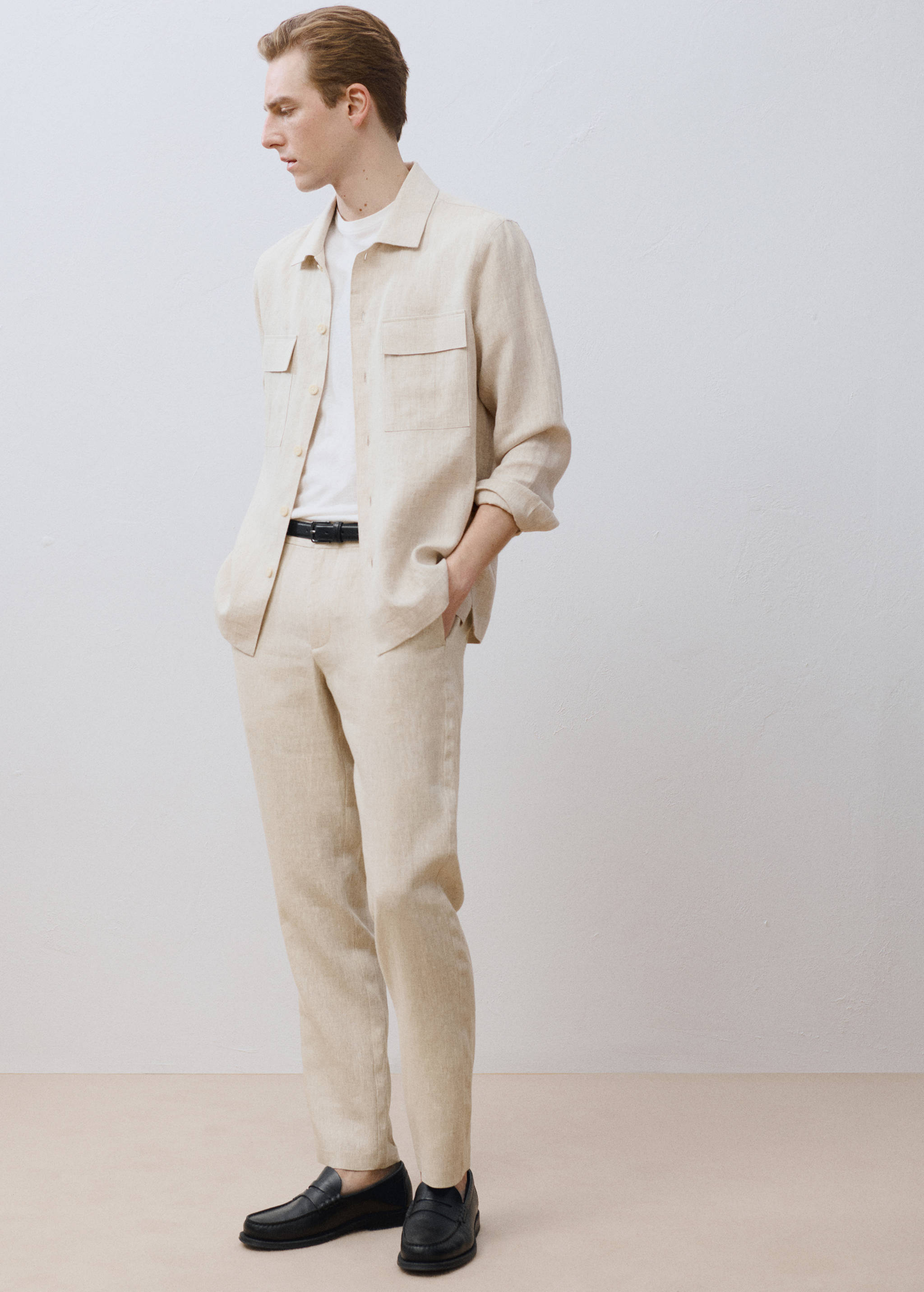 100% linen overshirt with pockets - Details of the article 5