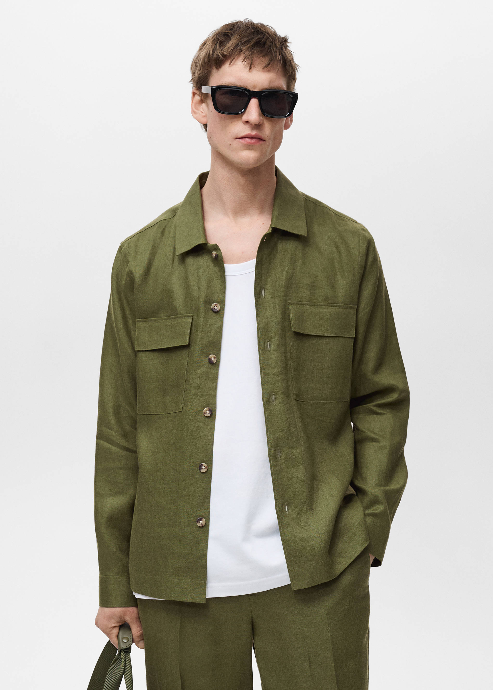 Surchemise 100 % lin poches - Plan moyen