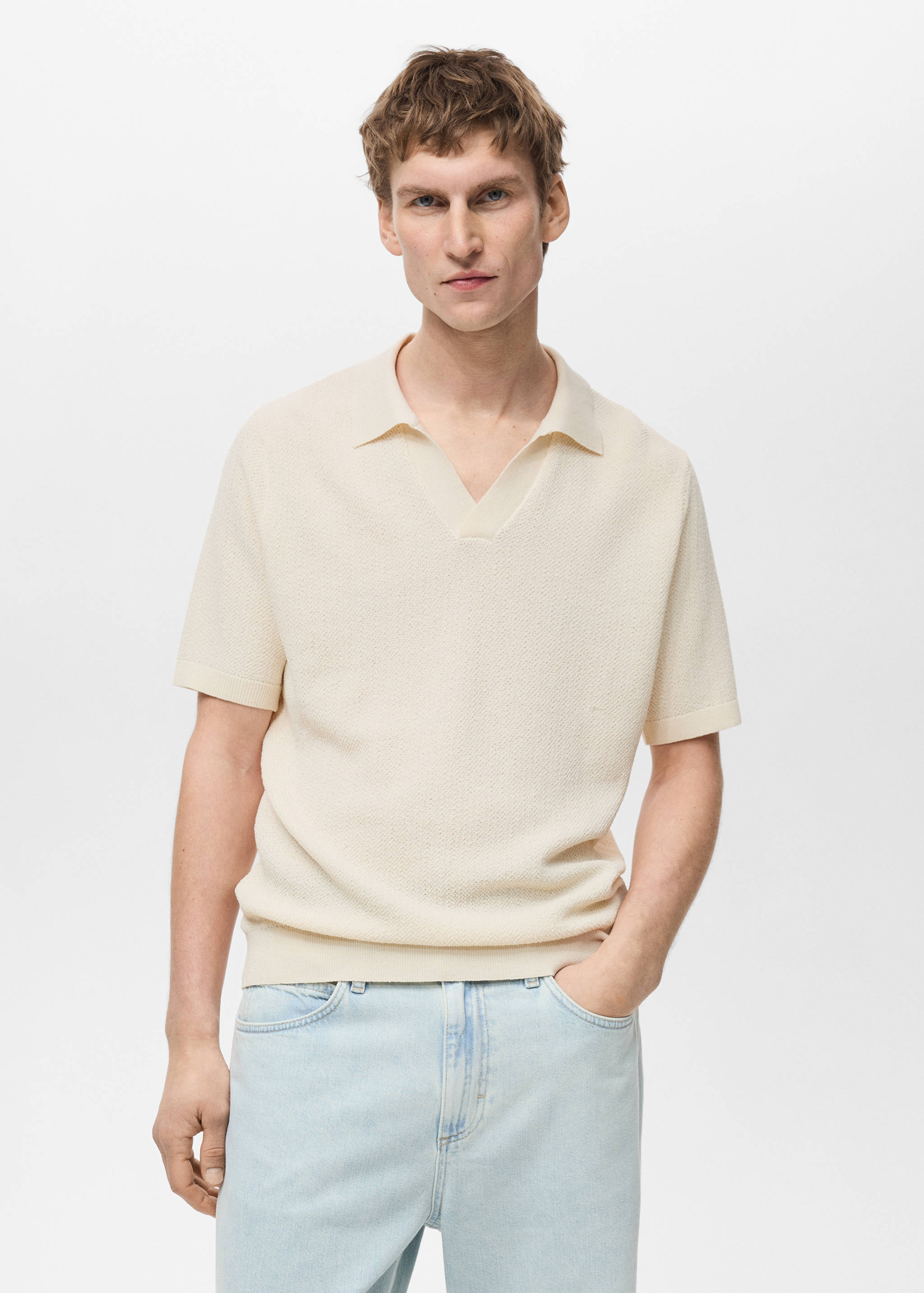 Fine-knit polo shirt - Medium plane