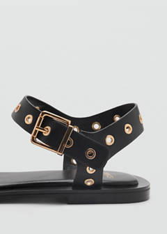 Strap sandals with buckles and eyelet details — Black 5