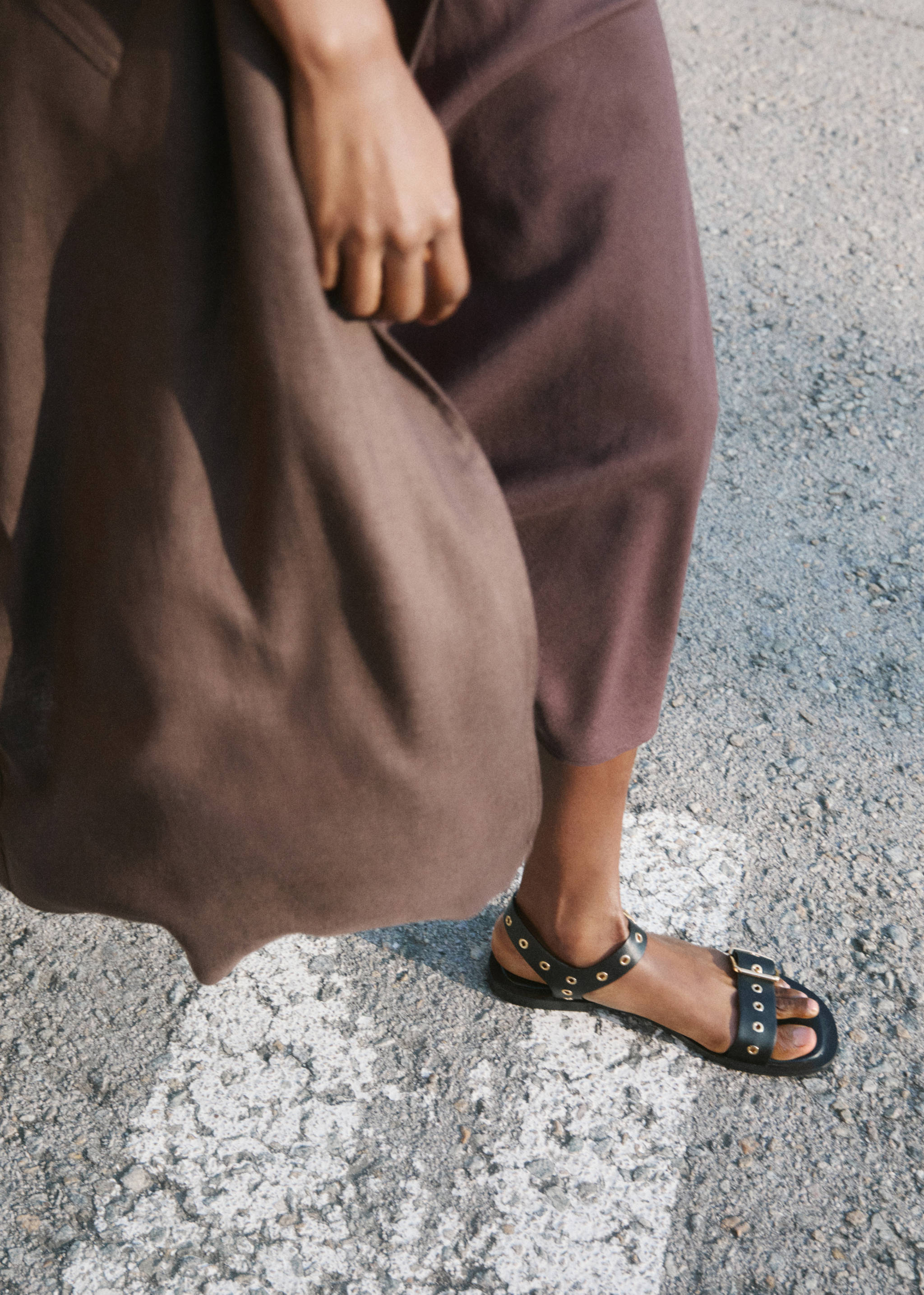 Strap sandals with buckles and eyelet details - General plane