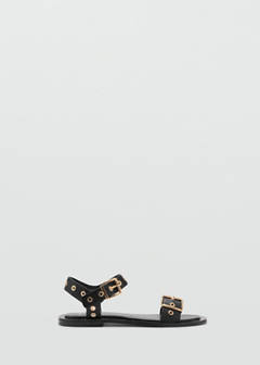 Strap sandals with buckles and eyelet details — Black 9