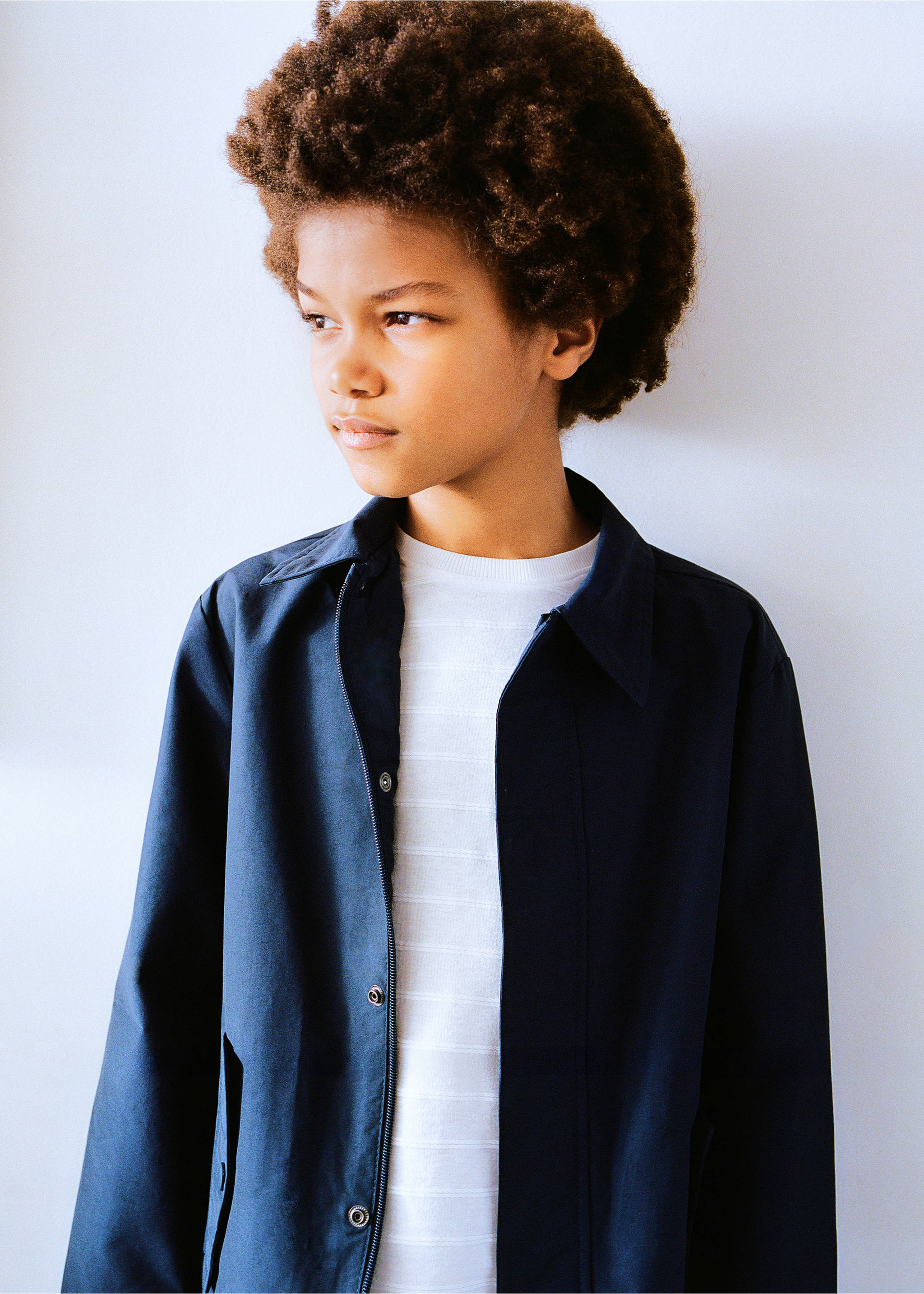 Cotton barn jacket - Details of the article 5, Dark Navy. Ref: 87045941-00.