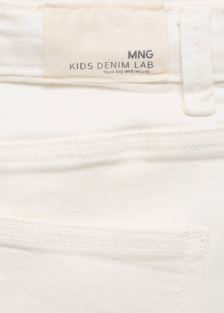 Straight-fit denim shorts — White