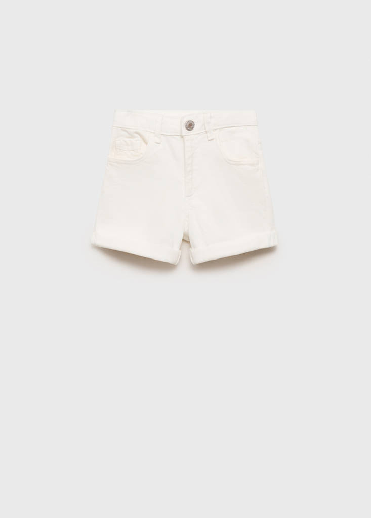 Straight-fit denim shorts — White