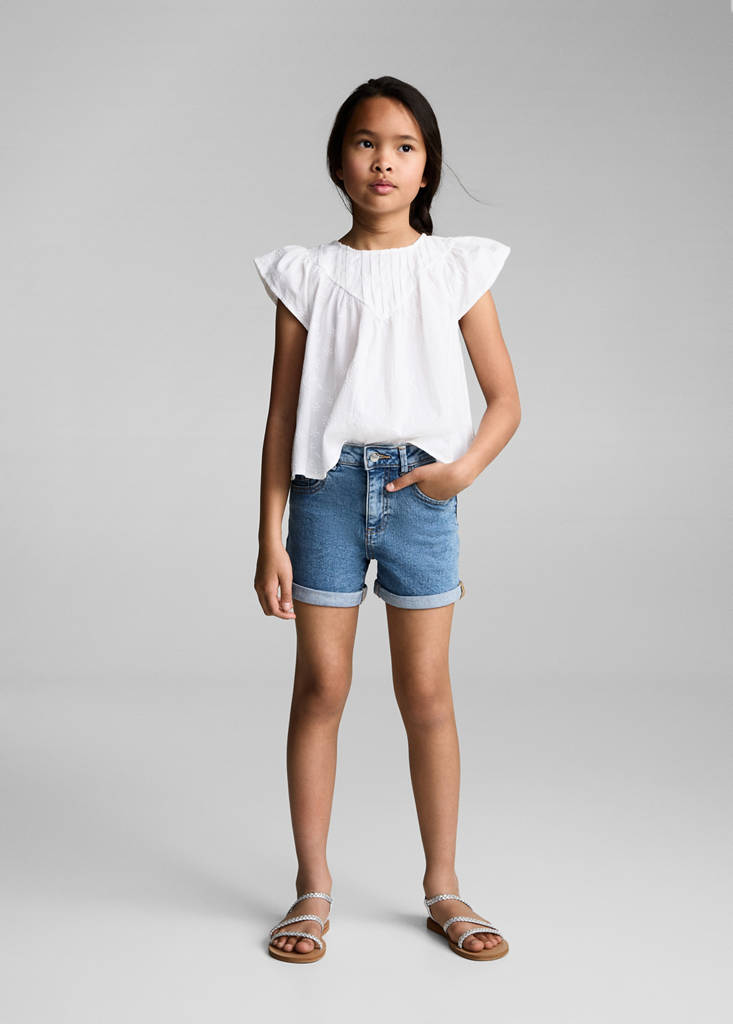 Straight-fit denim shorts — Medium Blue