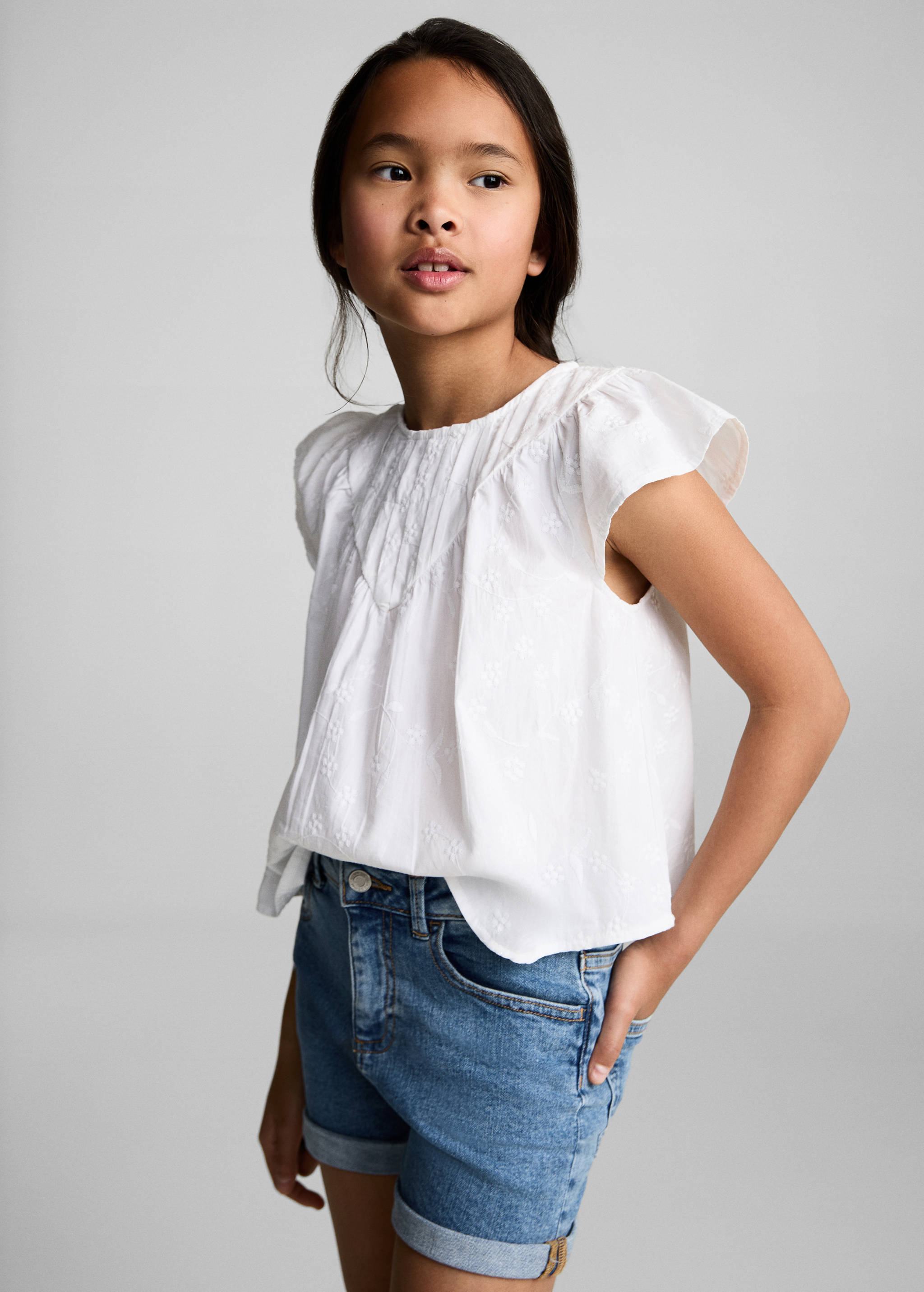 Straight-fit denim shorts - Medium plane