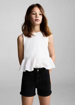 Straight-fit denim shorts — Black denim 1