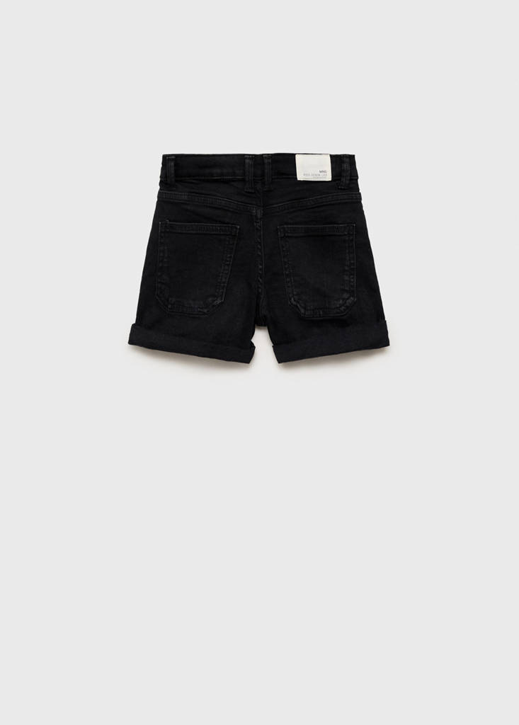 Straight-fit denim shorts — Black denim