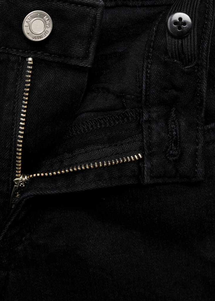 Straight-fit denim shorts — Black denim
