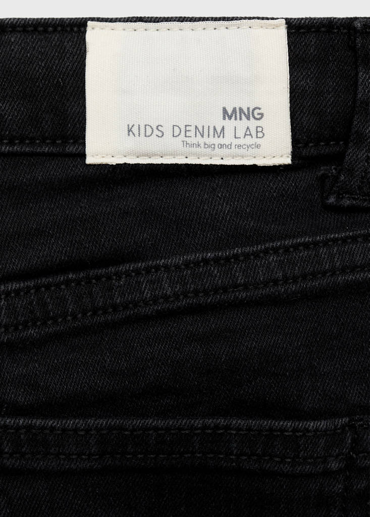 Straight-fit denim shorts — Black denim
