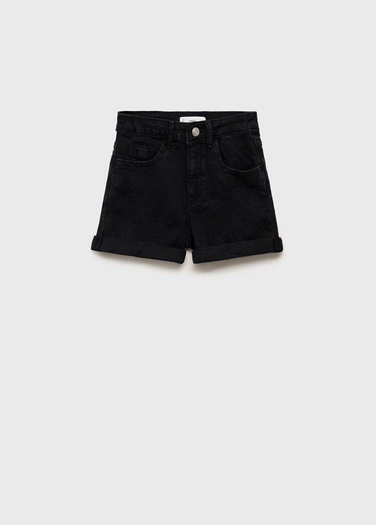 Straight-fit denim shorts — Black denim
