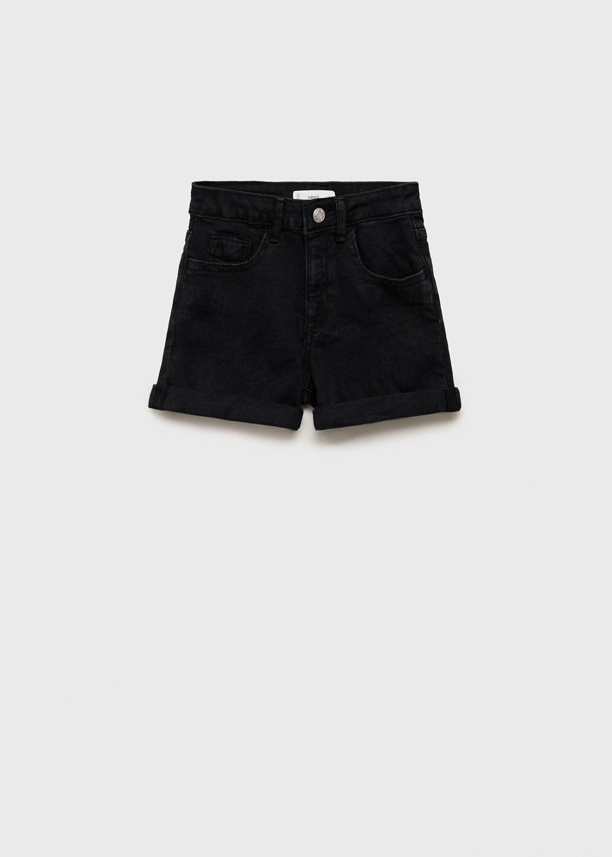 Straight-fit denim shorts — Black denim