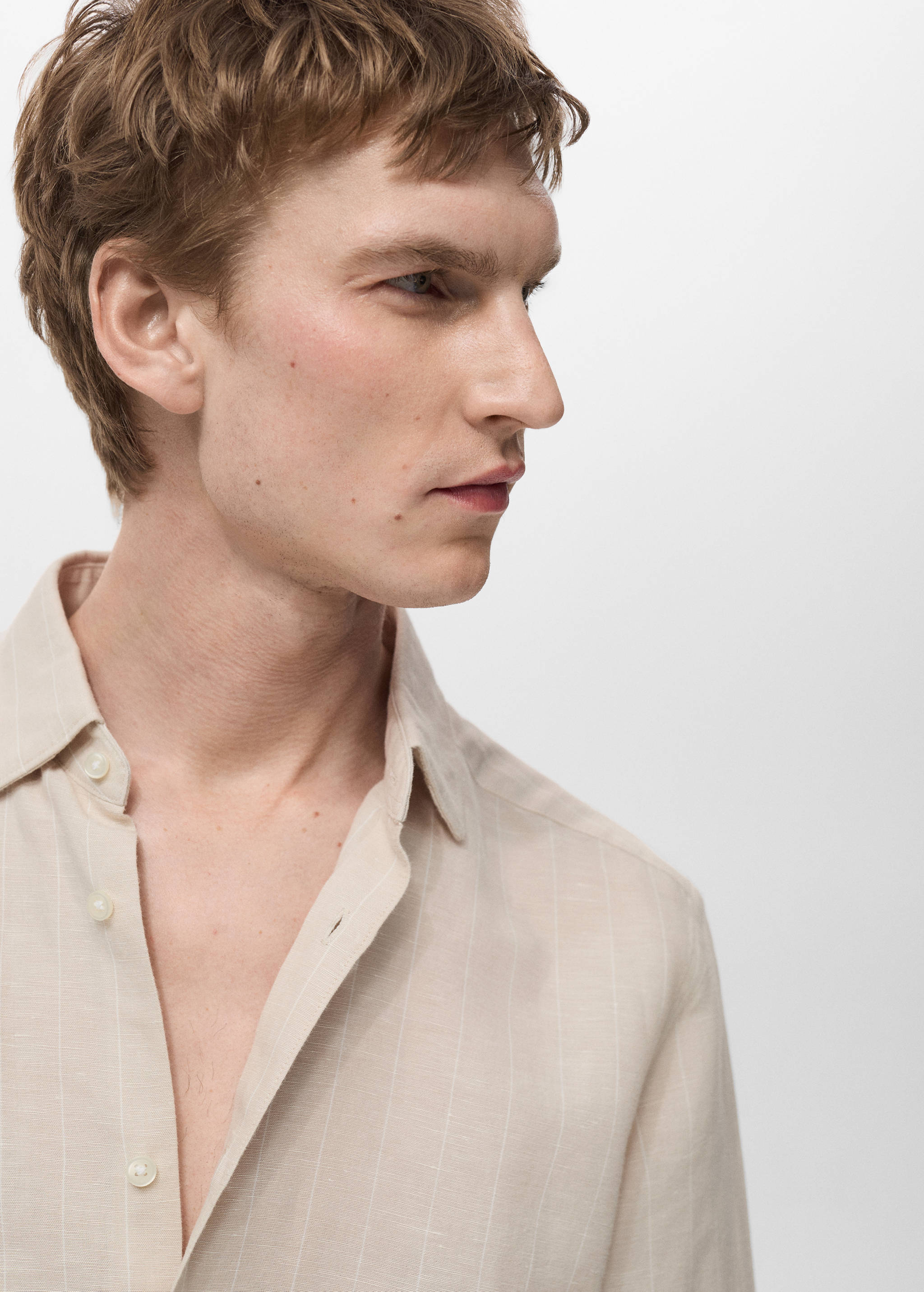 Linen pinstripe shirt - Details of the article 2