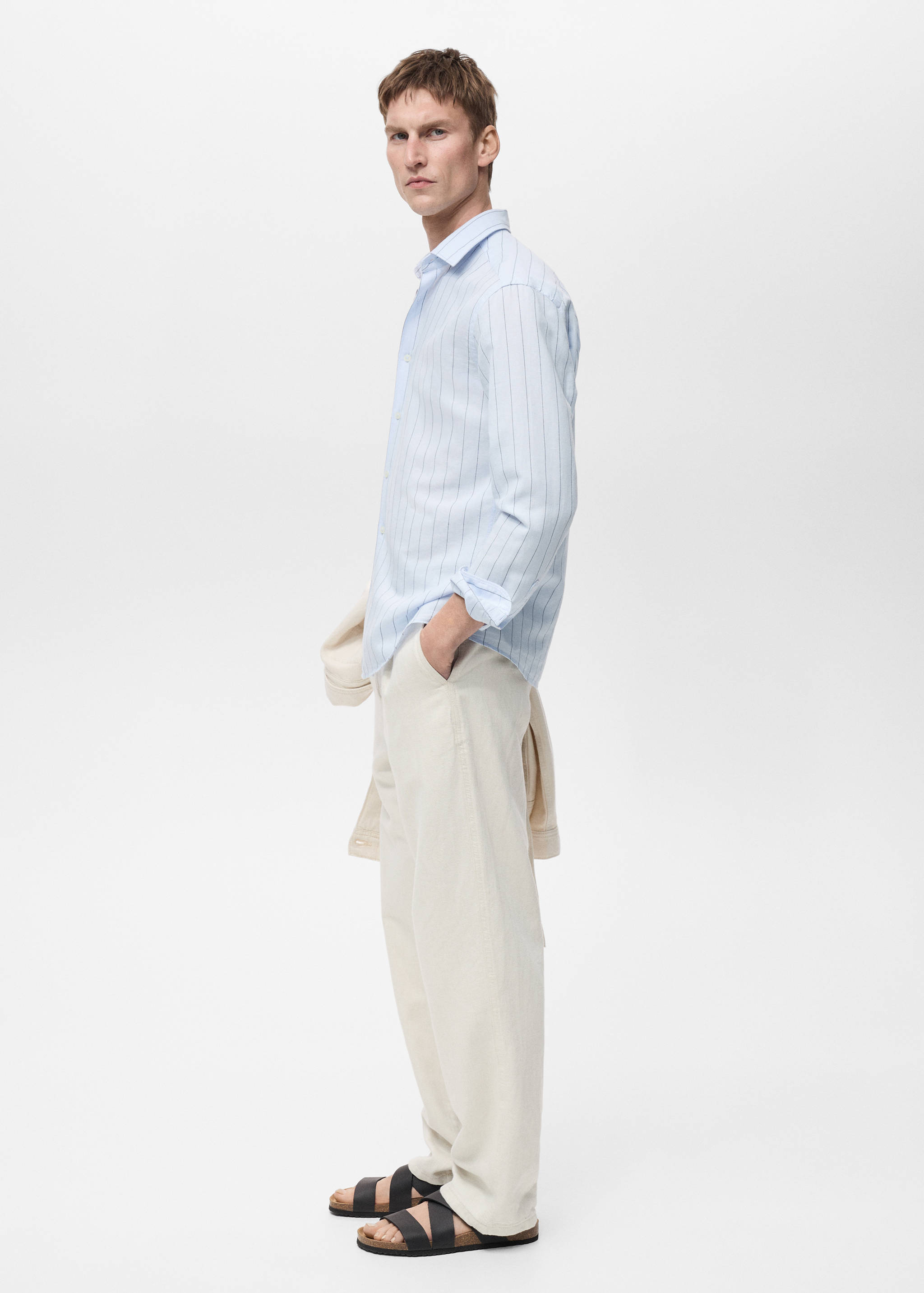 Linen pinstripe shirt - Details of the article 2