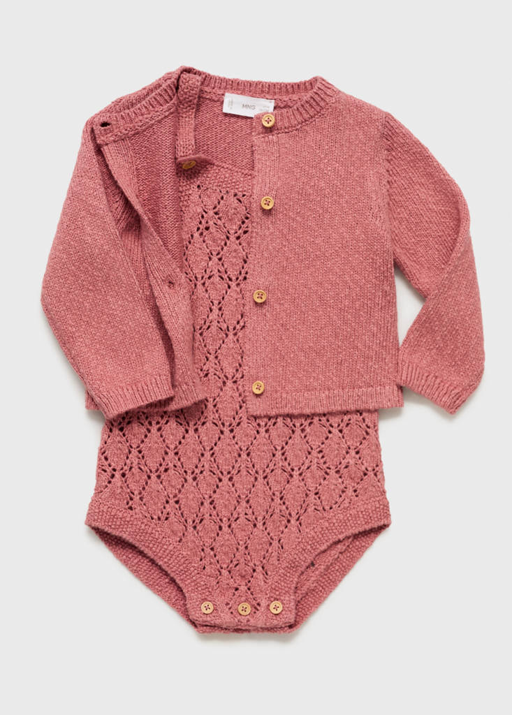 Knitted button cardigan — Pink