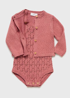 Knitted button cardigan — Pink 4