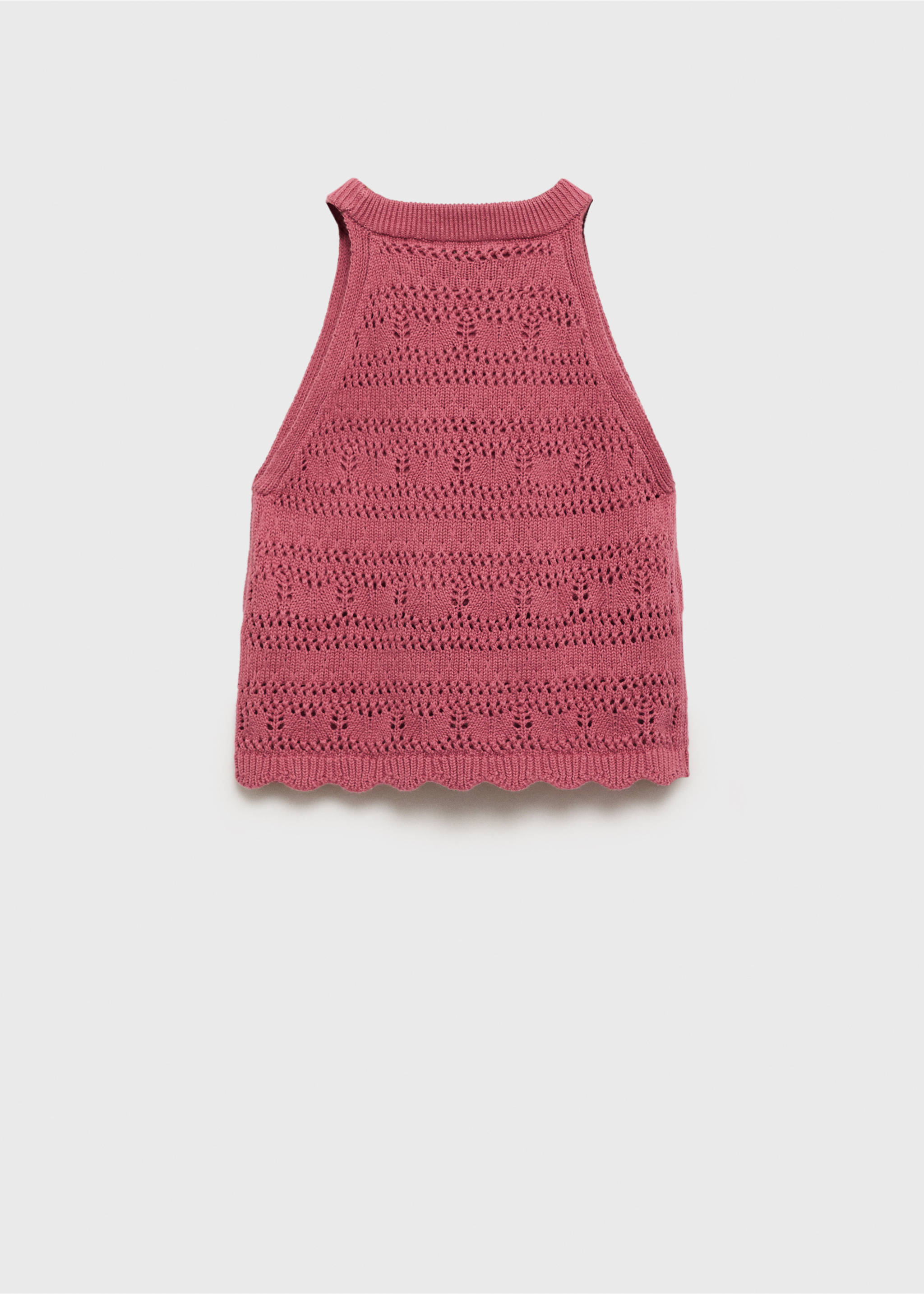 Openwork knit cotton top - Reverse of the article, Strawberry. Ref: 87045956-00.
