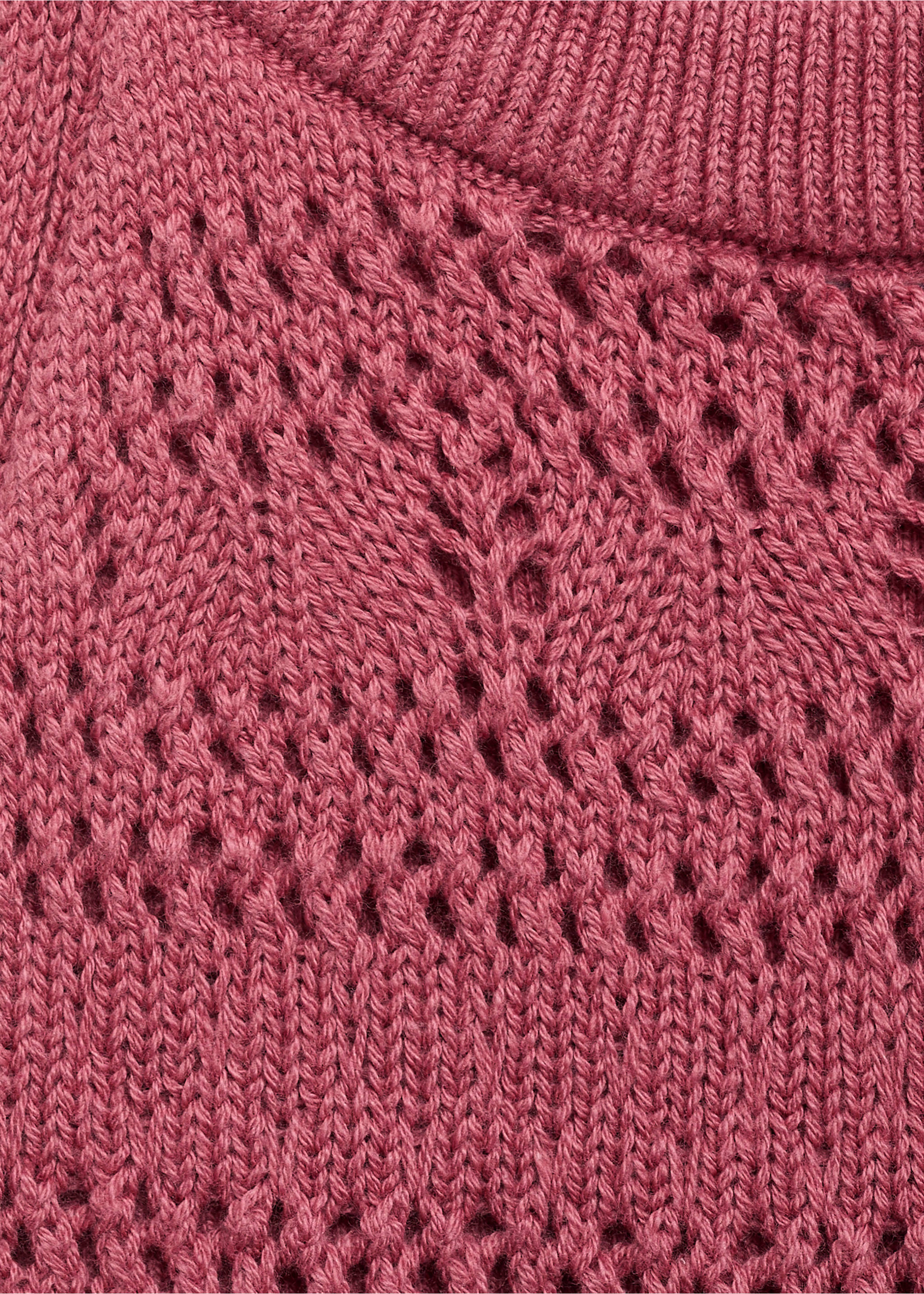 Openwork knit cotton top - Details of the article 8, Strawberry. Ref: 87045956-00.