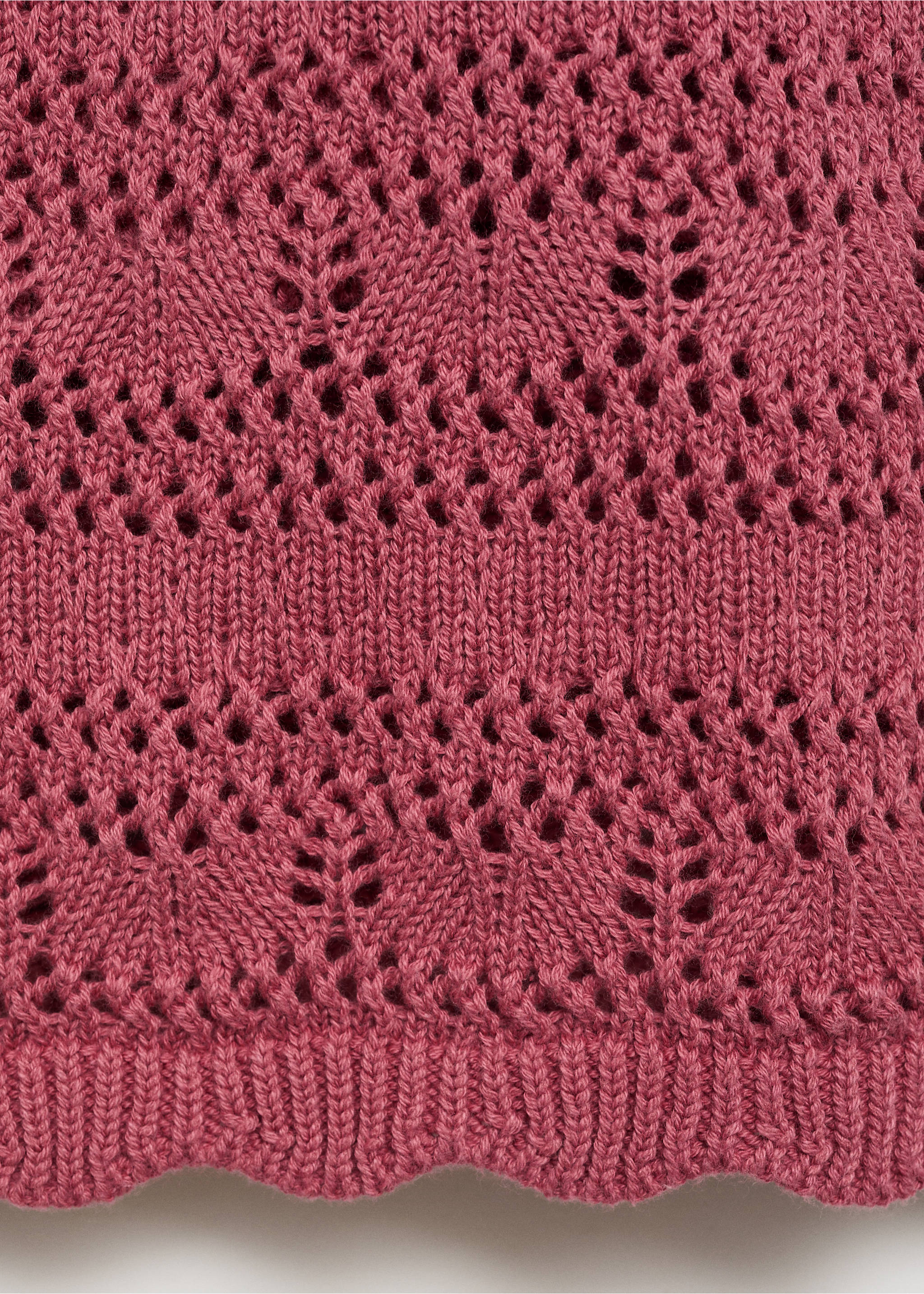 Openwork knit cotton top - Details of the article 0, Strawberry. Ref: 87045956-00.