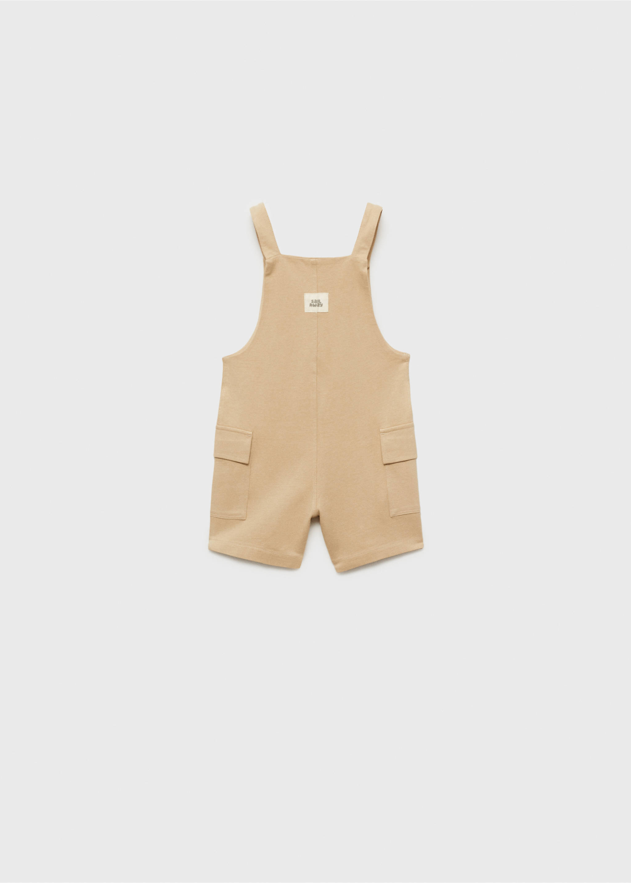 Knitted short dungarees - Reverse of the article, Beige. Ref: 87045958-00.