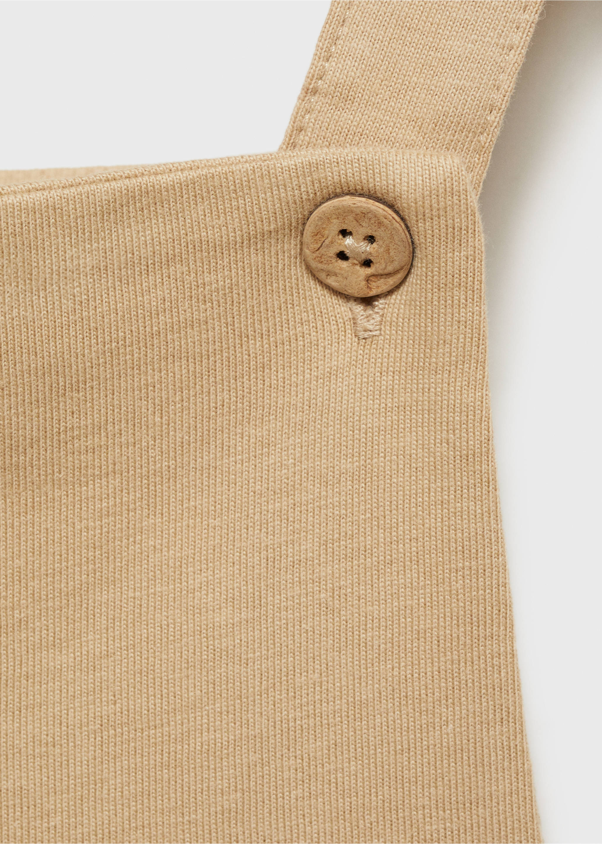 Knitted short dungarees - Details of the article 8, Beige. Ref: 87045958-00.