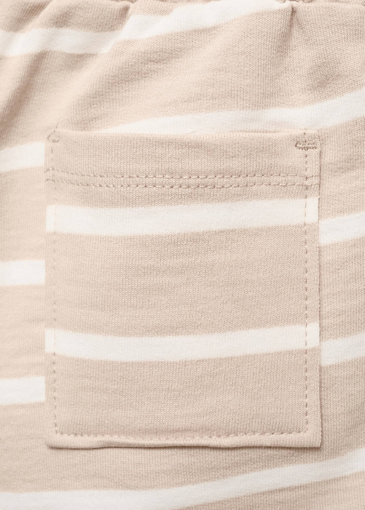 Striped bermuda shorts with drawstring — Sand
