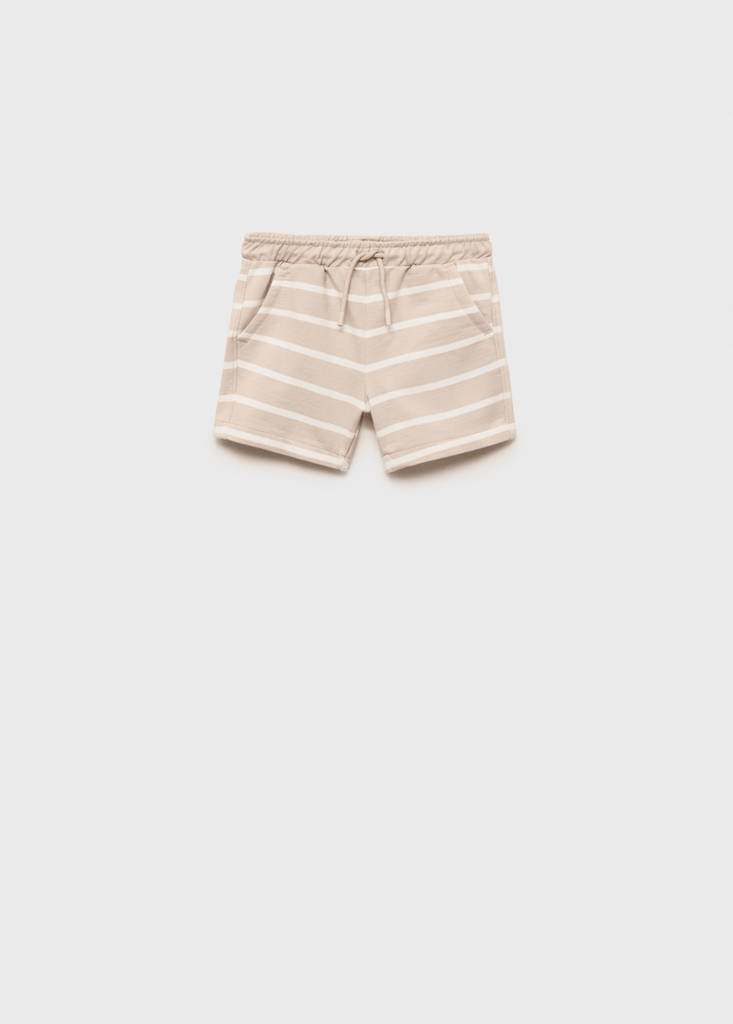 Striped bermuda shorts with drawstring — Sand