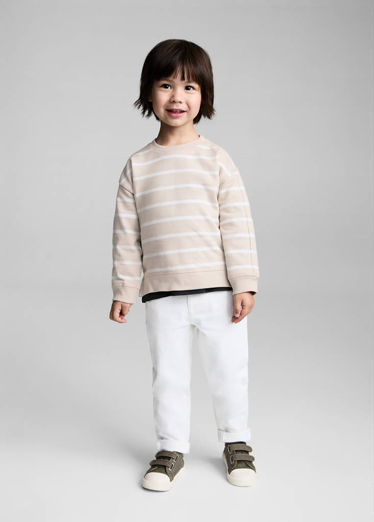 Striped cotton-blend sweatshirt — Sand